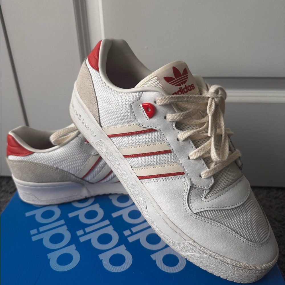 Adidas White and Red Court Sneakers